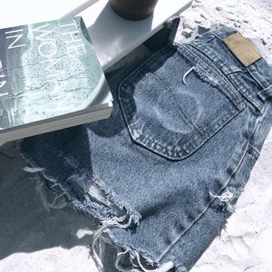Vintage Distressed High Rise Lee Cutoff Jean Short